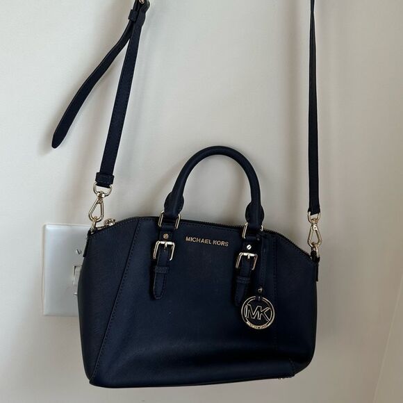 MK Michael Kors Blue and Gold Medium purse with crossbody straps and handles - Picture 3 of 16